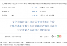 文旅部:文化艺术和旅游职业教育提质培优项目名单